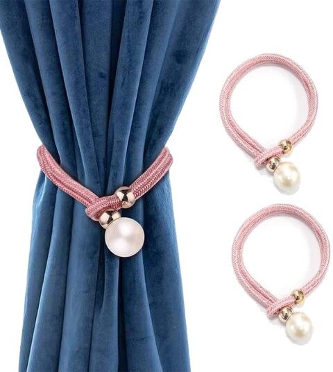 2 stk. Gardinholdere Rosa Håndlagde Luksuriøse Perlekroker Tau Gardin Duskeholder Tau Spenne Vindusholder Elegante Dekorative Holdere Mote