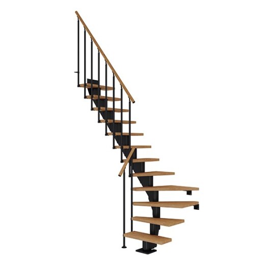 Dolle Frankfurt L-trapp Svart-classic Ii-oljeret Eik-65-13 - Loddret Høyde 259 301 Cm