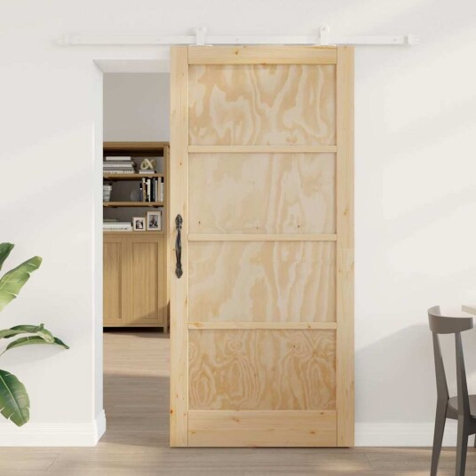 vidaXL Skyvedør med Tilbehør 93x202 cm Solid Furutre