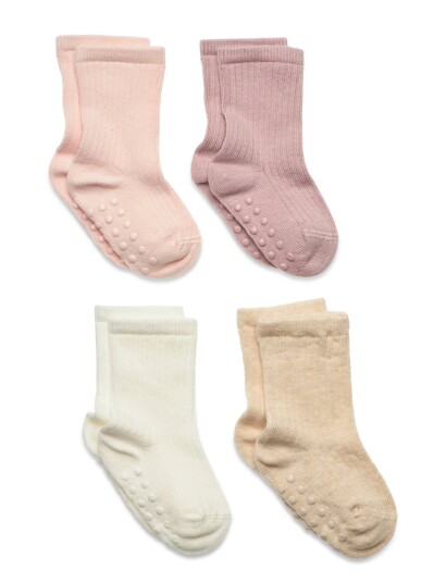 Lindex Sock 4P Rib Solid Pink 25/27