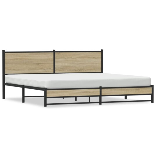 Sengeramme i metall uten madrass sonoma eik 200x200 cm 3301398 Sengeramme i metall uten madrass sonoma eik 200x200 cm 3301398