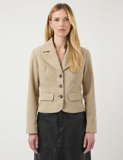 YAS Yasthela Suede Leather Short Jacket Ex Beige 42
