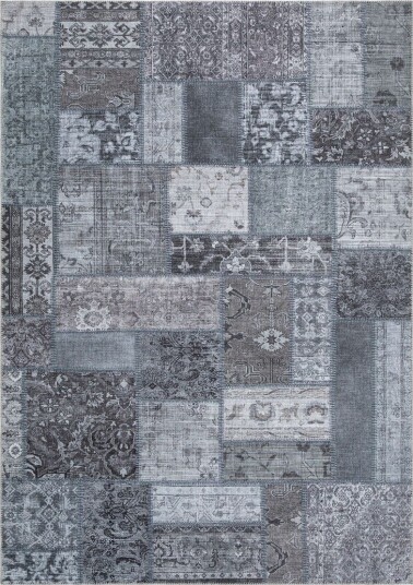 Patchwork Wiltonmatte 160x230 cm Rektangulær - Grå
