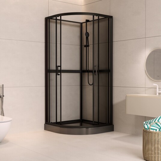 CELESTE TRENTO BUET DUSJKABINETT 90X90X205 CM M/SIKKERHETSFOLIE SORT CELESTE TRENTO BUET DUSJKABINETT 90X90X205 CM M/SIKKERHETSFOLIE SORT