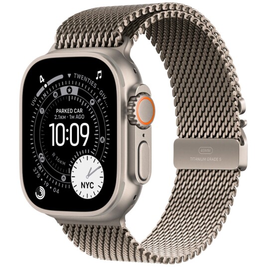 Apple Watch Ultra 3 GPS + Cellular 49mm Natural Titanium Case with Natural Titanium Milanese Loop Large Apple Watch Ultra 3 GPS + Cellular 49mm Natural Titanium Case with Natural Titanium Milanese Loop Large