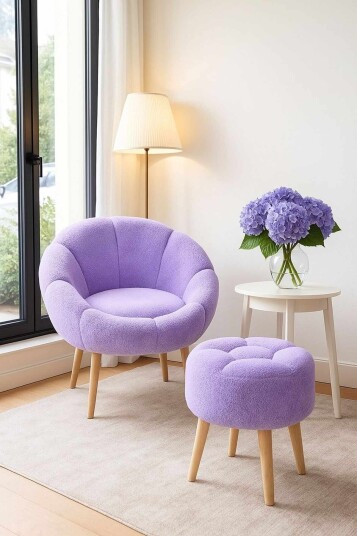 Wing Chair & Pouffe Set (2 Pieces) Atelier Del Sofa -