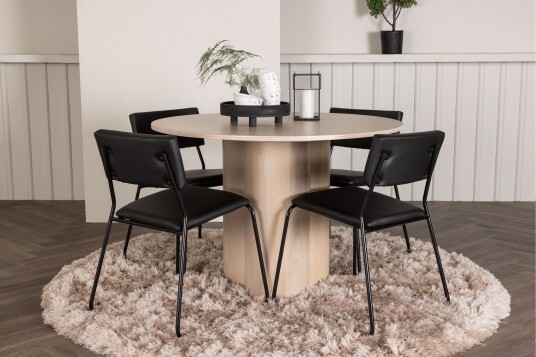 Venture Home Olivia Matgruppe 110 cm Rund med 4 Kenth Stoler Sort