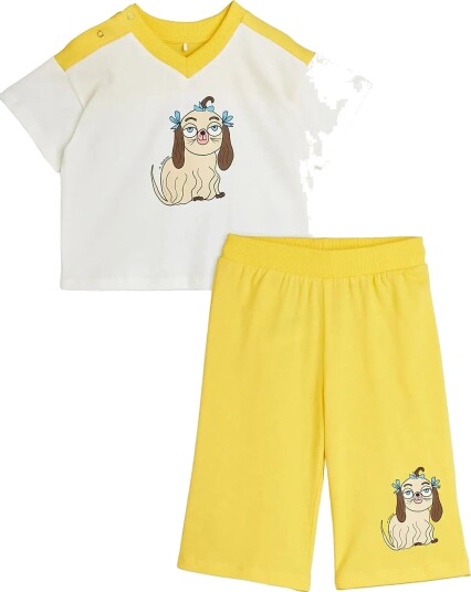 Mini Rodini Dog Sp Baby Set   Yellow   92/98