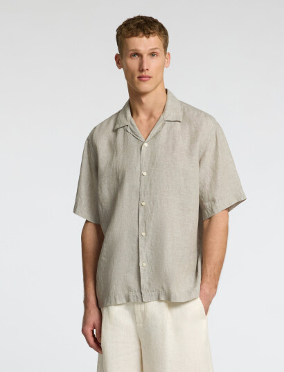Selected Slhrelaxkylian Mix Ss Shirt Resort - Green - S