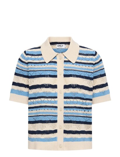 ONLY Onllula Polo S/S Cardigan Knt Noos Blue M ONLY Onllula Polo S/S Cardigan Knt Noos Blue M
