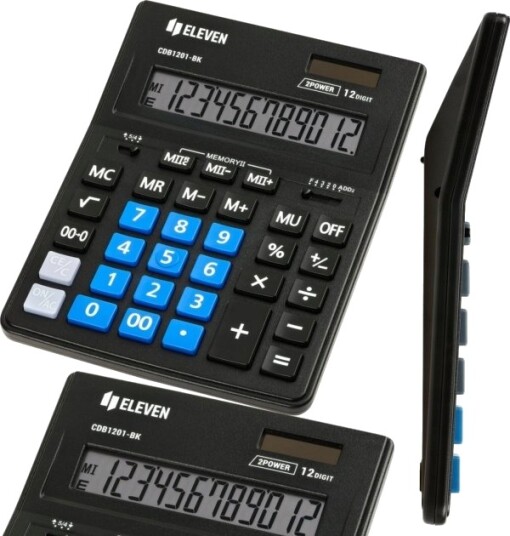 Eleven Eleven Cdb1201bk Bl Kontorkalkulator Svart Med Blått Numerisk Tastatur