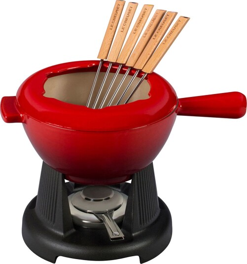 Le Creuset Fonduegryte med trehåndtak (6 personer) Cherry Red Le Creuset Fonduegryte med trehåndtak (6 personer) Cherry Red