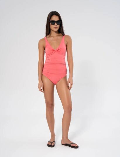 Panos Emporio Simi Solid Swimsuit Recycled   Coral   40
