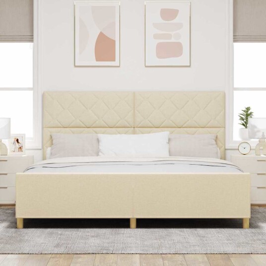 Sengeramme Kremhvit 200x200 cm Stoff