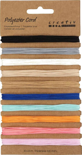 Diverse Polyester-snor tykkelse 0,6 mm ass farger 10x4 m 1 pk