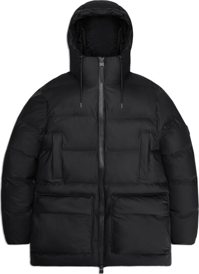 Rains Alta Long Puffer Cargo Jacket Sort S Rains Alta Long Puffer Cargo Jacket Sort S