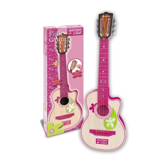 Bontempi Pink Wooden Guitar with 6 strings, 70 cm 207071 Bontempi Pink Wooden Guitar with 6 strings, 70 cm 207071