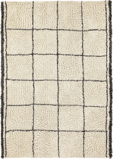 Ryetepper Lana Natural Cotton Shaggy krem/mørk grå Størrelse: 160 x 230 cm