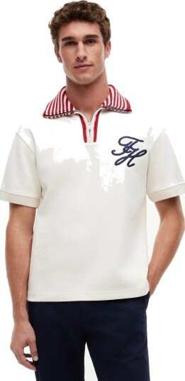 Tommy Hilfiger T1 Zip Rexaced Fit Polo   CreaM