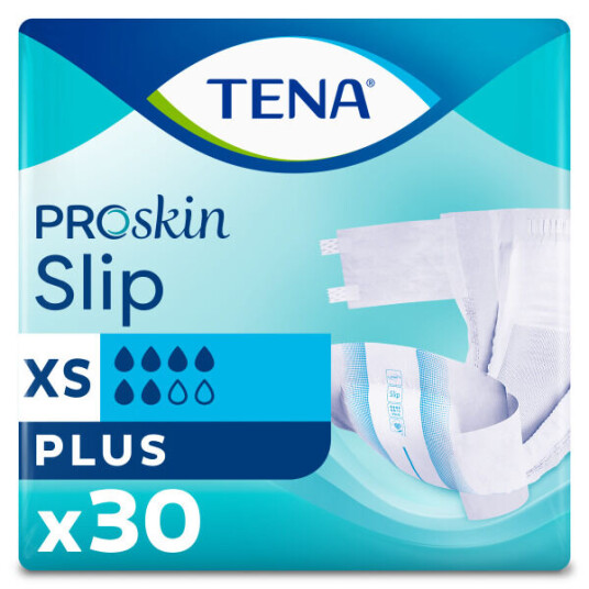 Tena Slip Plus, X-small, Alt-i-ett bleie, 30 stk.
