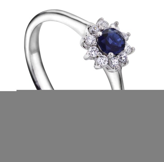 Pan Jewelry, Ring i sølv med blå zirkonia, størrelse 54