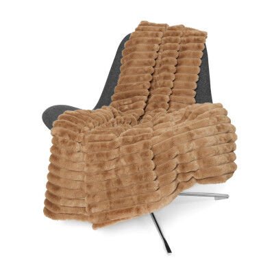 Stripy cognac – pledd i kunstmateriale