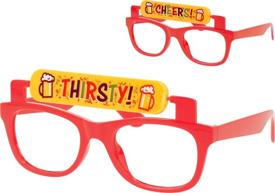 Folat Briller Thirsty Cheers Rød One size 24084