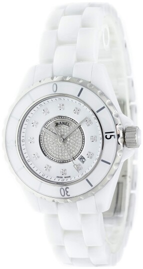 Chanel Dameklokke H2123 J12 Hvit/Keramik Ø33 mm
