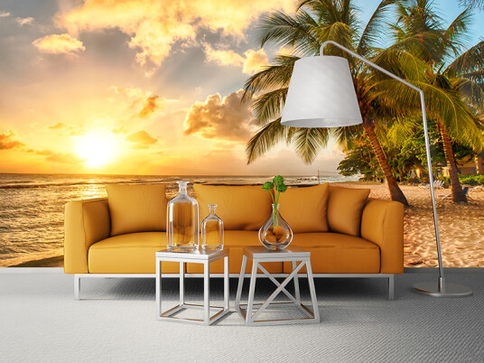 Strand med palmer tapet av Illux