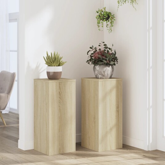 Plantestativer 2 stk sonoma eik 30x30x70 cm konstruert tre Plantestativer 2 stk sonoma eik 30x30x70 cm konstruert tre