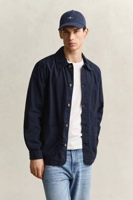 GANT Reg Cotton / Linen Overshirt Navy XXL