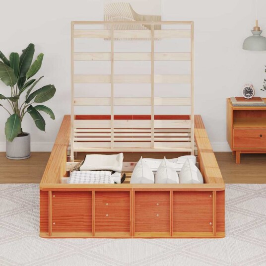  Sengestamme Vokset Brun 75 x 190 cm Massiv furu