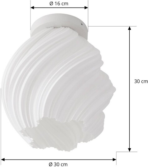 Lindby taklampe Nuvia høyde 32 cm hvit dreid