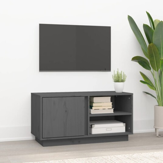 vidaXL TV-benk grå 80x35x40,5 cm heltre furu 8720845581091