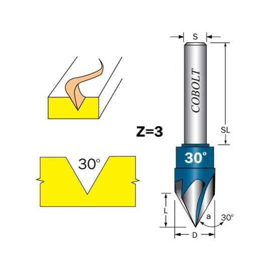 Cobolt 209-000 Skiftfres Z=3 30 grader Maskintilbehør & forbruk