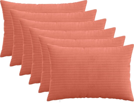 vidaXL Putetrekk 6 pcs HEERLEN Rød oransje 30 x 50 cm cordfløyel