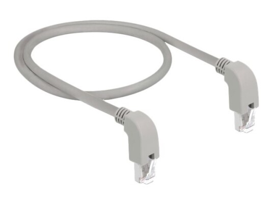 Delock Koblingskabel Rj-45 Hann Vinklet Nedover Til Rj-45 Hann Vinklet Nedover 1 M Sf/Utp Cat 5E Med Støvel Halogenfri Grå