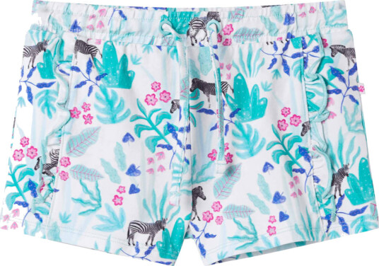 Barneshorts med snor ecru og mørkemynte 140