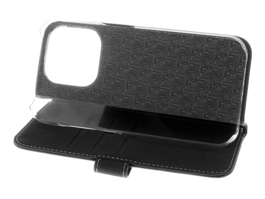 Insmat Exclusive - Lommebok For Mobiltelefon - Ekte Skinn, Kartong+Papir+Aluminiumsfolie - Svart - For Apple Iphone 15 Pro