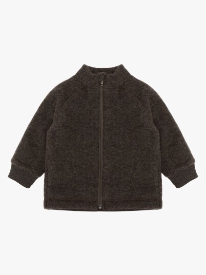 Mikk Line Fleecejakke Merinoull Dark Brown Melange 122