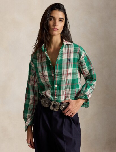 Polo Ralph Lauren Relaxed Fit Plaid Cotton Shirt Green S Polo Ralph Lauren Relaxed Fit Plaid Cotton Shirt Green S