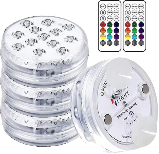 Undervannslys LED undervannslys bassengbelysning magnetisk vanntett lys med fjernkontroll Ip68 13 lysdioder fargeskiftende LED undervannsfest