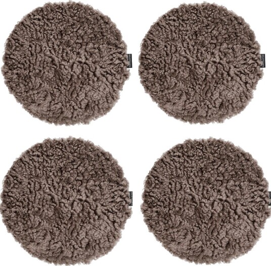 Skinnwille Sittepute rund Curly 4 pakning Brun