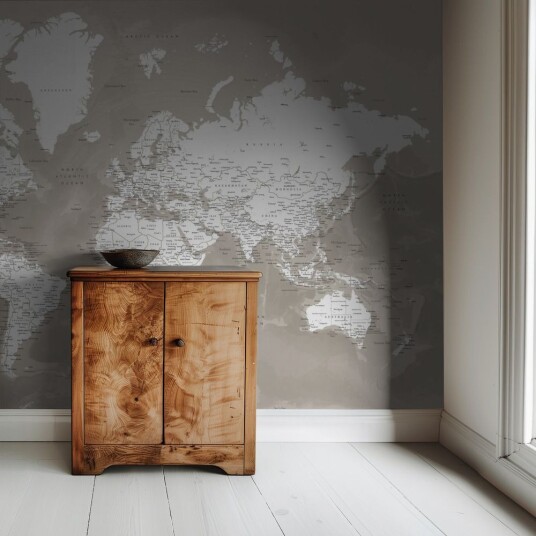 Tapet – Beige verdenskart Tapet – Beige verdenskart