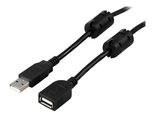 Deltaco USB 2.0 Forlengelseskabel 2 m - Svart