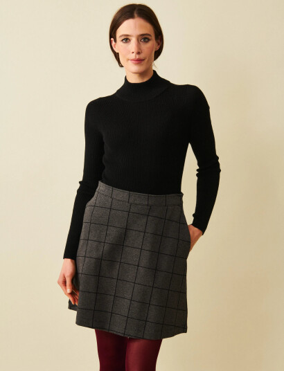 Jumperfabriken Madeleine Houndstooth Skirt - Grey - M