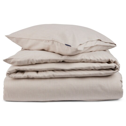 Lexington Stripete Lyocell sengesett i flanell Beige