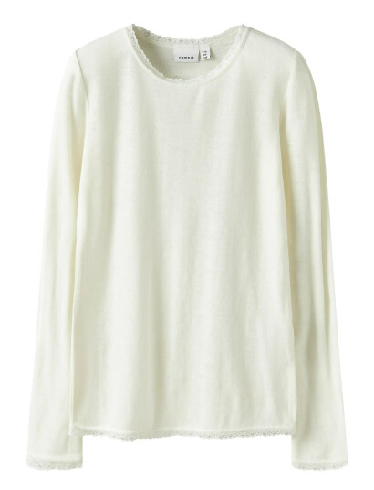 name it Nkfwang Wool Needle Ls Top Solid White 122-128 name it Nkfwang Wool Needle Ls Top Solid White 122-128