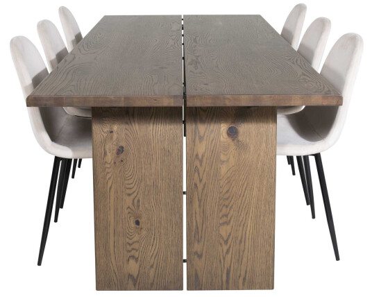 Venture Design Logger & Polar spisegruppe Natur/beige 6 st stoler & bord 210 x 100 cm