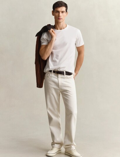 GANT Gant Ecru Straight Fit Jeans   Cream   31 x 32